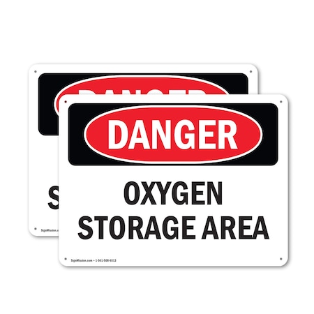 Signmission Oxygen Storage Area, 18 in W x Rectangle, Aluminum OS-2PACK-DS-A-1218-L-1851